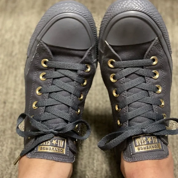 Converse All Star Low Top Gray with Gold Accents 8 - Picture 10 of 13